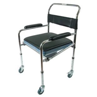 Commode Chair with Wheels (Black) – NSL – 7005W